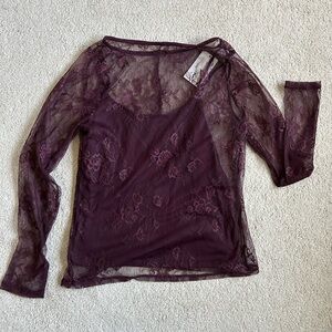 A New Day Sheer Lace Long Sleeve Top